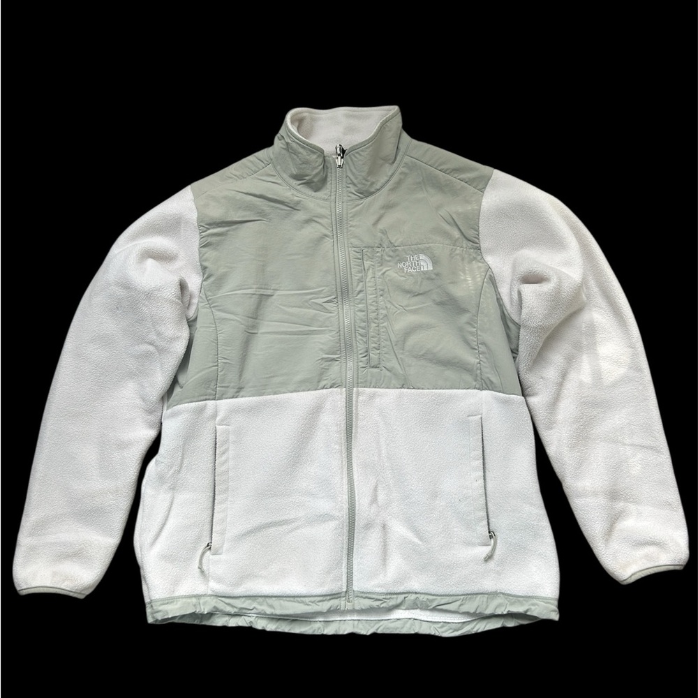 The North Face Light Gray and White Fleece Jacket